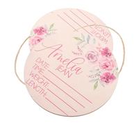 FUNNETOYU 2pcs Wooden Birth Announcement Signs for Newborn Nursery Decor Name Plaques with Handwritten Growth Record Photo Props for Hospital and Home Celebration