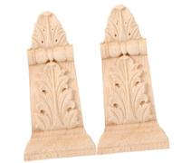 FUNNETOYU 2Pcs Wooden Carved Applique Decor Unpainted Wood Onlay for Furniture Cupboard Fireplace Cabinet Wall Decoration Vintage Style
