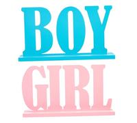 FUNNETOYU 2pcs Wooden Gender Reveal Party Ornaments Bright Adornments for Shower Decorations Romantic Atmosphere Suitable for Boy Girl Celebration Gifts and Desktop Decor