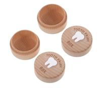 FUNNETOYU 2pcs Wooden Tooth Fairy Box Cute Carved Lost Milk Teeth Keepsake Storage for Boys for Cherished Memories and Positive Dental Habits