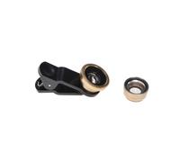 FUNNETOYU 3 in 1 Universal Phone Lens Kit with 0.67x Wide Angle, Fisheye and Macro Lenses in Golden Metal and Optical Lens for Phones and Tablets, for Architecture and Flower Photography