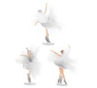 FUNNETOYU 3 Sets Ballerina Cake Toppers Lightweight Ballet Girl Dessert Decorations for Birthday Parties and White Tulle Skirt Ornaments for Cakes Mini House and Party Decor