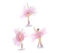 FUNNETOYU 3 Sets Pink Ballerina Cake Toppers with Tulle Skirts Elegant Girl Cake Ornaments for Birthday Wedding Shower Party Decorations