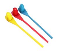 FUNNETOYU 3 Sets Sensory Training Egg Spoon Balancing Game Lightweight Wooden Ball Race for Indoor Outdoor Play Birthday Party Picnic Activities Random Color