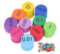 FUNNETOYU 300pcs Eva round Place Value Counters 100s 10s 1s, Bright Colour Math Number Counting Disks for Colour Recognition, Teaching Supplies for Children