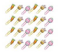 FUNNETOYU 30pcs Easter Bunny Carrot Egg Paper Clips Set, Cute PVC Decorative Memo Clips for Office, School, Wedding Party, Bunny Shape Bookmark and Easter Themed Stationery