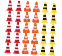FUNNETOYU 30pcs Mini Plastic Traffic Cones for Road Safety Training Colorful Roadblock with Barricades and Traffic Signs for Preschool Learning