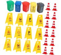 FUNNETOYU 37pcs Traffic Sign Learning for Ages Educational Road Safety Playset with Cones Trash Can Fence Portable S Cognitive Development Kit for Fun Traffic Rules Understanding
