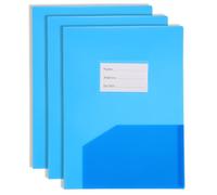 FUNNETOYU 3pcs A4 Report Covers File Folder with Double Pockets, Pp Frosted, Blue, for Organising Documents in Meeting Rooms and Restaurants