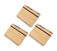 FUNNETOYU 3pcs Bamboo Spiral Notebooks Set with Hard Cover and Lined Pages, Eco-friendly Writing Notepads with Bamboo Ballpoint Pens for Office, School, and University Use
