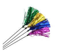 FUNNETOYU 3pcs Cat Teaser with Plastic Rods and Reflective Colourful Ribbons, Bell Accessories Included, Interactive Cat Wand Set for Indoor Play and Building Trust with Kittens Random Color