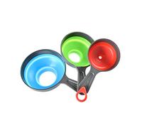 FUNNETOYU 3pcs Foldable Silicone Funnels for Kitchen Liquid and Powder Transfer Food Grade Telescopic Hoppers Compatible with Wide Mouthed Bottles and Jars Spill Resistant Cooking Funnel