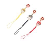 FUNNETOYU 3pcs Fortune Cat Pendant Keychains Set Ceramic Mini Cat Charms Phone Strap for Students Backpack Decoration in Yellow Black and Red