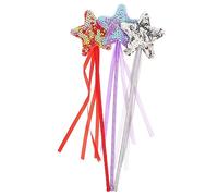 FUNNETOYU 3Pcs Halloween Fairy Wand Shiny Star Wand for Cosplay Stick Prop Red Silver and Purple for Parties Costumes and Playtime