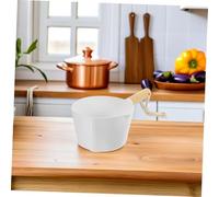 FUNNETOYU 3pcs Kitchen Water Ladle with Long Handle and Ergonomic Wooden Grip Splash Resistant Plastic Scoop Dipper for Deep Pots and Large Containers and Safe for Everyday Use