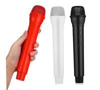 FUNNETOYU 3pcs Microphone Props Low Great Microphone Singer Wicked Practice Boy Girl Costume Props Tiny Pretend Stage Plastic