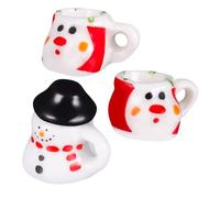 FUNNETOYU 3pcs Mini Ceramic Christmas Set Cartoon Kettle Cup Decor Festive Props for Home Office Adorable Ornaments for Room Desktop Decoration