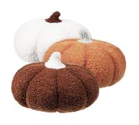 FUNNETOYU 3pcs Pumpkin Stuffed Pillows Cute Decorative Throw Cushions for Bed Couch Car Soft Back Pads Unique Autumn Fall