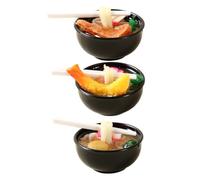 FUNNETOYU 3Pcs Realistic Fake Noodle Model Set with Artificial Shrimp and Braised Beef Simulated Spaghetti, Mini Kitchen Scene Decor for Doll House Food Props and Play Kitchen Accessories