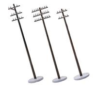 FUNNETOYU 3pcs Scale Micro Telegraph Poles for Model Train Accessories for Sand Table and Mini Garden Layouts