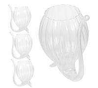 FUNNETOYU 4 Pcs Transparent Striped Juice Glasses Creative Beverage Cups Wine Tumbler for Parties and Everyday Drinking