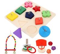FUNNETOYU 4 Sets Bird Training Set for Parrots and Birds Wooden Puzzle Satisfying Chewing Instinct and Training Intelligence Colourful Educational Kit and Mental Stimulation Random Color