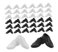 FUNNETOYU 40pcs Miniature Doll Shoes for Boy Dolls Black and White Plastic Prince Dress Up Accessories Tiny House Decorative Boots and Miniature Scene Props