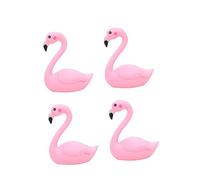 FUNNETOYU 4pcs Adorable Flamingo Cake Ornaments Creative Plastic Flamingo Decor for Cakes Home Unique Party Decoration Car Adornment Closed Wings Design