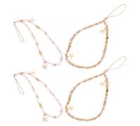 FUNNETOYU 4pcs Cute Phone Charm Star Beads Phone Chain Kawaii Keychain Strap Charm Accessory Short Wrist Strap Beaded Wrist Decorative Cell Lanyard Beaded Wristlet