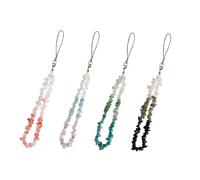 FUNNETOYU 4pcs Delicate Beaded Phone Chains Anti-skid Lanyards Wrist Straps Phone Charms Accessories for Mobile with Unique Handmade Crystal Semi-precious Stones in Purple Black Red