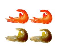 FUNNETOYU 4pcs Lifelike PVC Shrimp Models Realistic Red and Green Fake Shrimp Props for Pretend Play Home Decoration Photography and Market Display