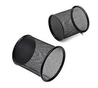 FUNNETOYU 4pcs Metal Mesh Pencil Holder Round Wire Pen Cup Organizer for Desk Sturdy Desktop Organizer for Office and Students Tall Design for Scissors and Rulers Black