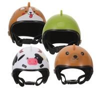 FUNNETOYU 4pcs Mini Dollhouse Helmet Set, Small Chicken Safety Hard Hats with Rainproof Design, Adjustable Parrot and Bird Helmets, Doll Accessories for Decoration Random Style