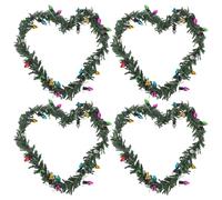 FUNNETOYU 4Pcs Mini Dollhouse Wreath Ornaments with Lights, Small Simulated Christmas Garland String for Dollhouse Decoration, Miniature Christmas Decor Accessories