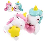 FUNNETOYU 4pcs Miniature Resin Unicorn Figurines Hand Painted Cute Cartoon Animal Ornaments for Home Decor Desktop Decoration Fairy Garden Accessories