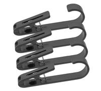 FUNNETOYU 4pcs Multi Use Utility Clips Strong Clothes Hooks for Bathroom Kitchen Office Travel Hanger Clamps for Towels Curtains Socks Black Wardrobe Organizers