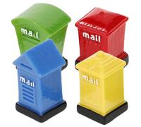 FUNNETOYU 4pcs Resin Mini Mailbox Ornaments Miniature Post Box Decorations for Dollhouse Micro Landscaping Creative Home and Office Desk Accessories in Red Yellow Blue Green