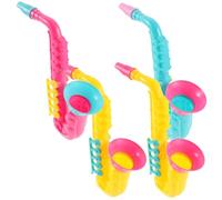 FUNNETOYU 4Pcs Saxophone Colorful Plastic Simulated Musical Instruments Educational Plaything for Preschool Music Learning and Fun Random Color