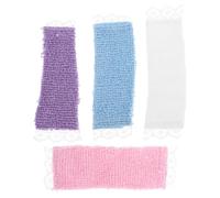 FUNNETOYU 4pcs Scale Miniature Dollhouse Bathroom Towels Lace Design Bath Towels in White Purple Blue Pink Realistic Dollhouse Accessories for Collectors and Miniature Bathroom Decor