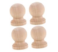FUNNETOYU 4pcs Solid Wood Roman Column Finials Unpainted Decorative Balusters for Furniture Crafts Classic Gourd Design Natural Light Unfinished Wood for Wine Cabinets and Cupboards