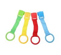 FUNNETOYU 4pcs Stand Up Pull Rings for Crib Portable Hand Rings with Smooth Surface and Vibrant Colors Walking Assistant for Early Color Cognition and Safe Development