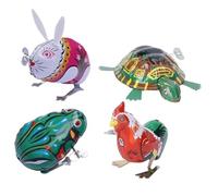 FUNNETOYU 4pcs Wind Up Jumping Animal for Iron Clockwork Rabbit and More Educational for Boys Develop Motor Skills Safe and Smooth Design