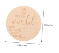 FUNNETOYU 5 pcs Wooden Birth Announcement Sign Round Name Plaques for Newborn Photography Prop Simple Design Newborn Welcome Name Disc for Arrival Celebration
