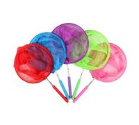 FUNNETOYU 5 Pieces Telescopic Bug Catcher Nets Extendable Stainless Steel Pole with Nylon Mesh Lightweight Insect and Butterfly Nets for Outdoor Garden Play Fluorescent Green Red Purple Blue