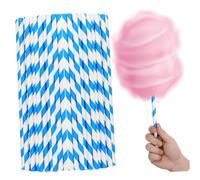 FUNNETOYU 50pcs Blue White Cotton Candy Sticks Heavy Duty Paper Sucker Sticks for Commercial Automatic Cotton Candy Machines Vibrant Colors for Events Parties Weddings Professional Machine