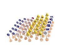 FUNNETOYU 50Pcs Simulation Traffic Signs for Wooden Road Sign Playthings Early Childhood Educational for Learning and Recognition for Pretend Play and Cognitive Development