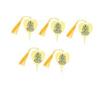 FUNNETOYU 5pcs Bodhi Leaf Bookmarks Creative Vintage Metal Buddhist Bookmarks for Readers Students Writers Unique Office Supplies Gift with Tibetan Bodhisattva Design