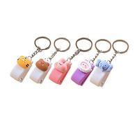 FUNNETOYU 5pcs Mini Cartoon Animal Staplers Keychain Set, Small Handheld Press Stapler for Office Supplies and School, Cute Rabbit Lamb Bear Tiger Elephant Paper Binding Tools