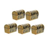 FUNNETOYU 5pcs Mini Vintage Pirate Treasure Chest Decorative Miniature Storage Box for Dollhouse Scene Layout Smooth Surface Pretend Play Party Favors with Realistic Design and Chic Colors