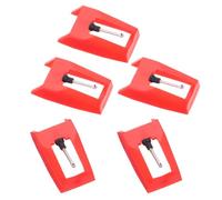 FUNNETOYU 5pcs Red Replacement Gramophone Stylus for Record Player Compatible with Most Vinyl Turntables Featuring Plastic and Aluminum Construction for Purer Tone Sound Quality